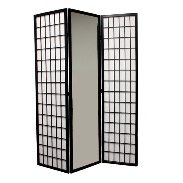 HomeRoots 70.25" Chic Black and White Rice Paper Folding Room Divider - Stylish Privacy Screen for Any Space 469127