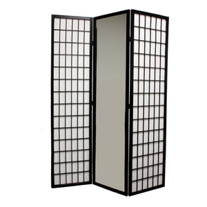 HomeRoots 70.25" Chic Black and White Rice Paper Folding Room Divider - Stylish Privacy Screen for Any Space 469127