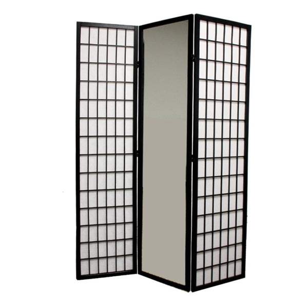 HomeRoots 70.25" Chic Black and White Rice Paper Folding Room Divider - Stylish Privacy Screen for Any Space 469127