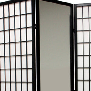 HomeRoots 70.25" Chic Black and White Rice Paper Folding Room Divider - Stylish Privacy Screen for Any Space 469127