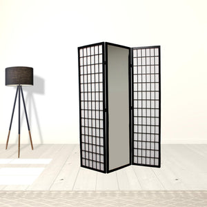 HomeRoots 70.25" Chic Black and White Rice Paper Folding Room Divider - Stylish Privacy Screen for Any Space 469127