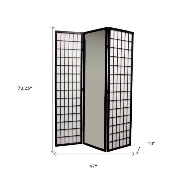 HomeRoots 70.25" Chic Black and White Rice Paper Folding Room Divider - Stylish Privacy Screen for Any Space 469127