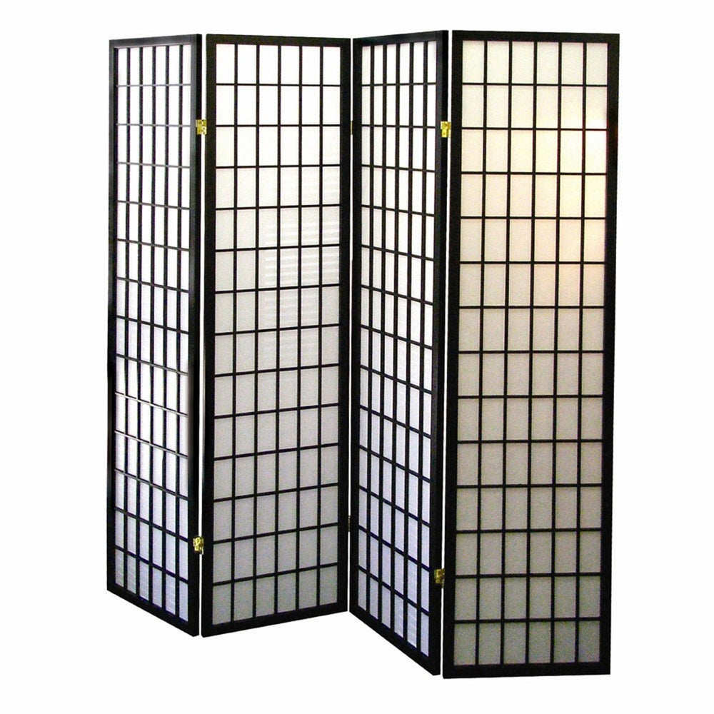 HomeRoots 70" Black and White Four-Panel Room Divider - Stylish Heavy-Duty Folding Screen for Privacy & Decor 469129