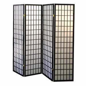 HomeRoots 70" Black and White Four-Panel Room Divider - Stylish Heavy-Duty Folding Screen for Privacy & Decor 469129