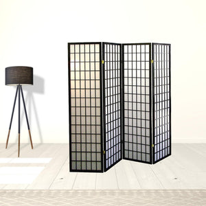 HomeRoots 70" Black and White Four-Panel Room Divider - Stylish Heavy-Duty Folding Screen for Privacy & Decor 469129