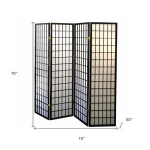 HomeRoots 70" Black and White Four-Panel Room Divider - Stylish Heavy-Duty Folding Screen for Privacy & Decor 469129