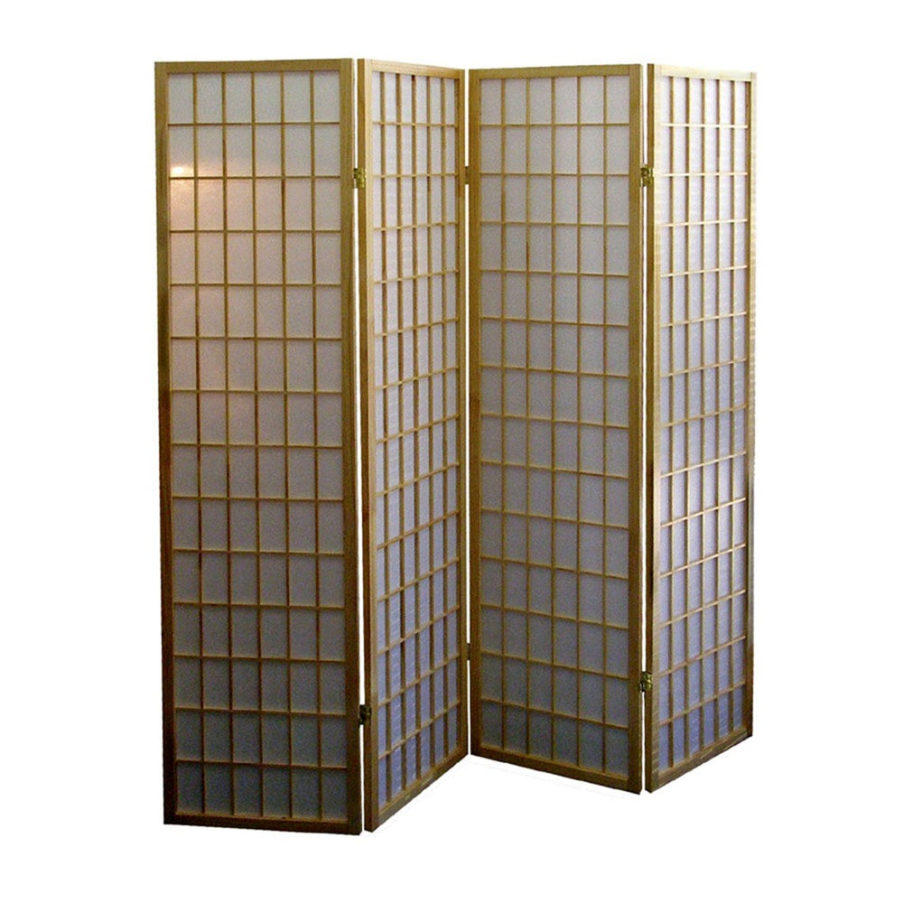HomeRoots 70" Elegant Brown Rice Paper Folding Room Divider - Stylish Privacy Screen for Home & Office Use 469131