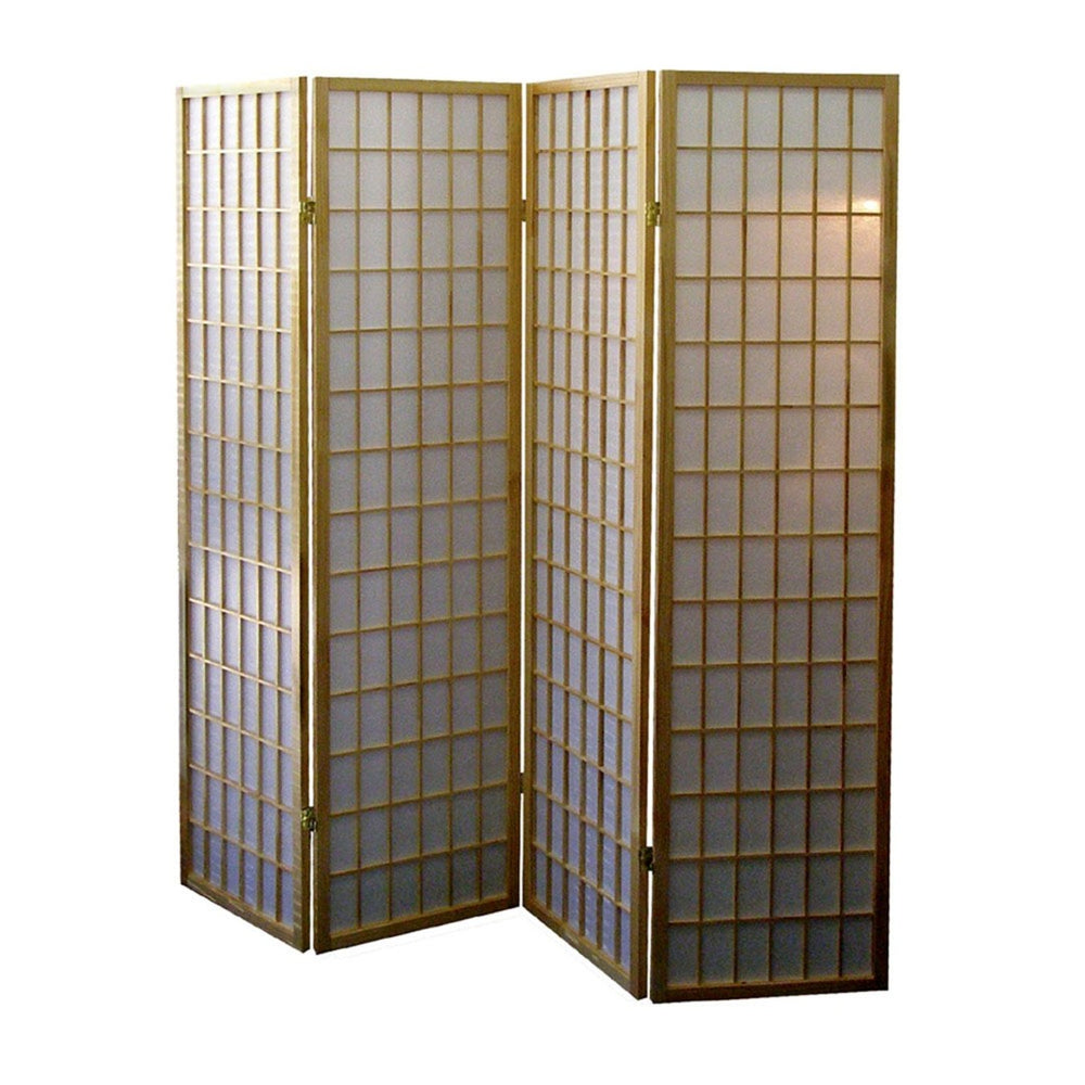 HomeRoots 70" Elegant Brown Rice Paper Folding Room Divider - Stylish Privacy Screen for Home & Office Use 469131