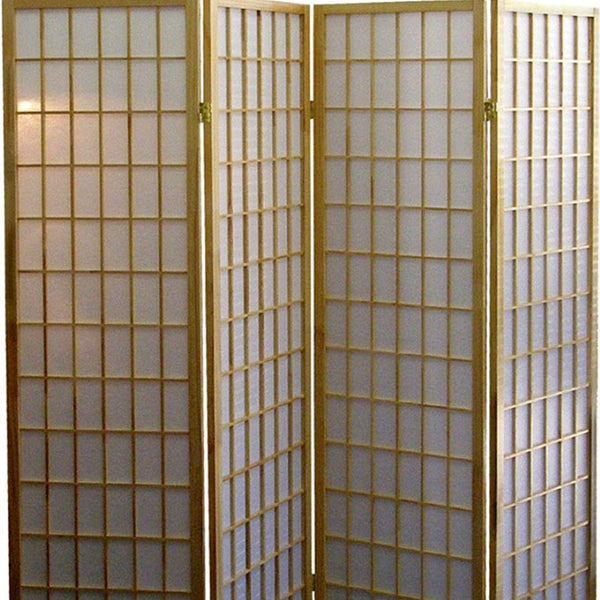 HomeRoots 70" Elegant Brown Rice Paper Folding Room Divider - Stylish Privacy Screen for Home & Office Use 469131