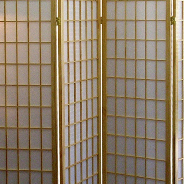 HomeRoots 70" Elegant Brown Rice Paper Folding Room Divider - Stylish Privacy Screen for Home & Office Use 469131