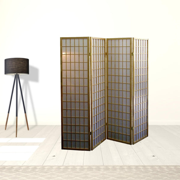 HomeRoots 70" Elegant Brown Rice Paper Folding Room Divider - Stylish Privacy Screen for Home & Office Use 469131