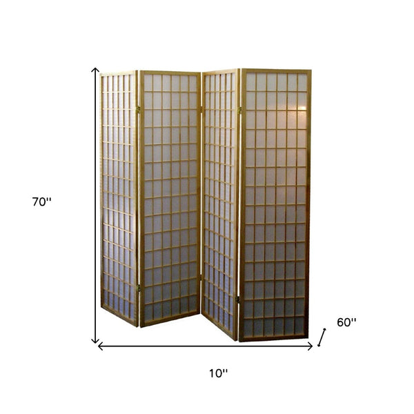 HomeRoots 70" Elegant Brown Rice Paper Folding Room Divider - Stylish Privacy Screen for Home & Office Use 469131