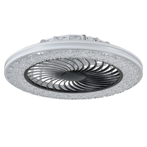 English Elm 23 Inch Bladeless Flush Mount Ceiling Fan Rgb Light Ring Copper Motor Low Profile W1340P461541