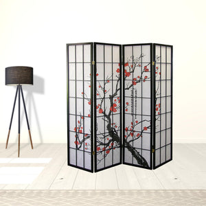 HomeRoots 70" Elegant Black and White Folding Screen Room Divider - Heavy Duty Rice Paper, Modern Design & Versatile 469132