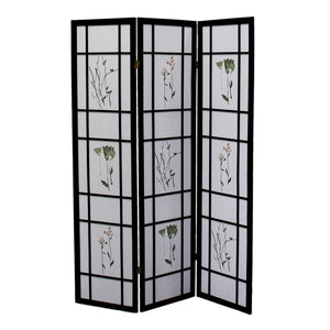 HomeRoots 70" Elegant Black and White Folding Room Divider - Heavy-Duty Rice Paper Panels for Privacy & Style 469133