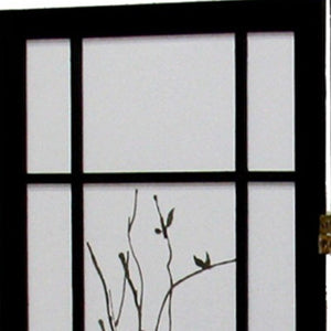 HomeRoots 70" Elegant Black and White Folding Room Divider - Heavy-Duty Rice Paper Panels for Privacy & Style 469133