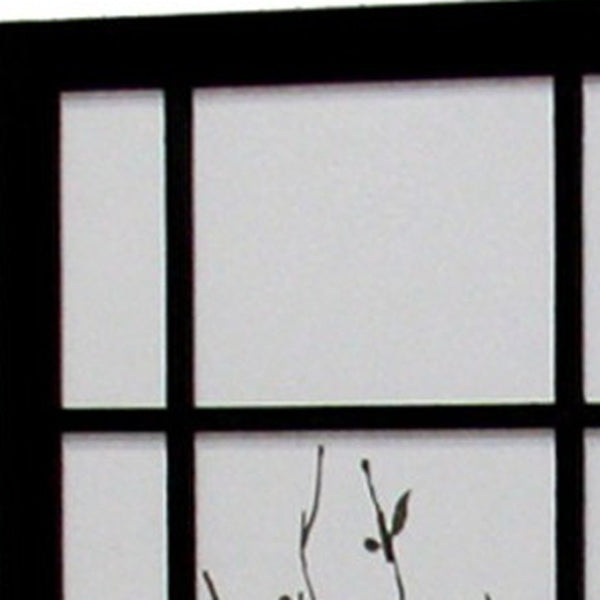 HomeRoots 70" Elegant Black and White Folding Room Divider - Heavy-Duty Rice Paper Panels for Privacy & Style 469133