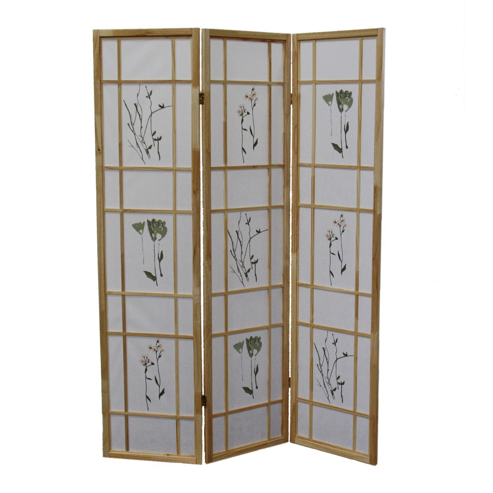 HomeRoots 70" Elegant Brown and White Three-Panel Folding Screen Room Divider - Durable, Versatile, Stylish Decor 469135
