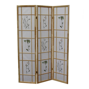HomeRoots 70" Elegant Brown and White Three-Panel Folding Screen Room Divider - Durable, Versatile, Stylish Decor 469135