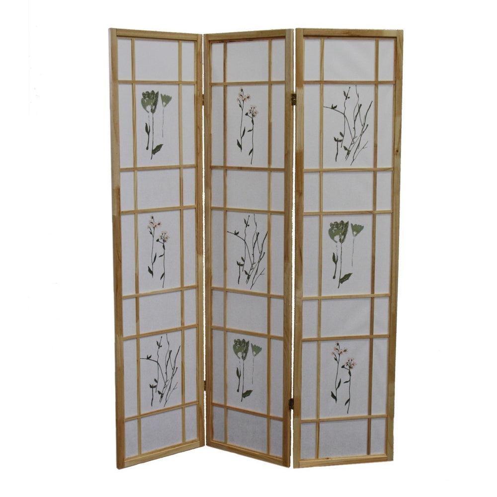HomeRoots 70" Elegant Brown and White Three-Panel Folding Screen Room Divider - Durable, Versatile, Stylish Decor 469135