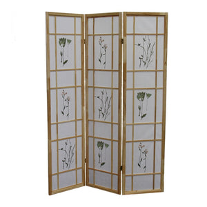 HomeRoots 70" Elegant Brown and White Three-Panel Folding Screen Room Divider - Durable, Versatile, Stylish Decor 469135