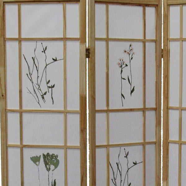 HomeRoots 70" Elegant Brown and White Three-Panel Folding Screen Room Divider - Durable, Versatile, Stylish Decor 469135