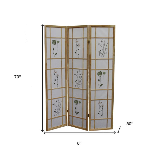 HomeRoots 70" Elegant Brown and White Three-Panel Folding Screen Room Divider - Durable, Versatile, Stylish Decor 469135