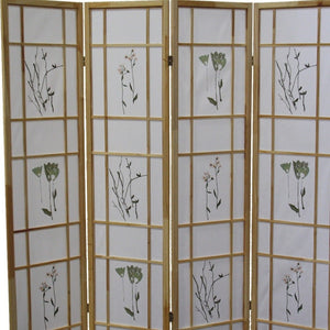 HomeRoots 70" Elegant Four-Panel Folding Screen Divider - Durable Rice Paper & Natural Wood Frame Design 469136