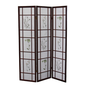 HomeRoots 70" Brown Folding Three-Panel Rice Paper Room Divider Screen - Stylish Privacy & Space Solution 469137