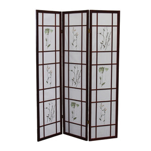 HomeRoots 70" Brown Folding Three-Panel Rice Paper Room Divider Screen - Stylish Privacy & Space Solution 469137