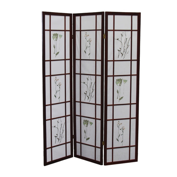 HomeRoots 70" Brown Folding Three-Panel Rice Paper Room Divider Screen - Stylish Privacy & Space Solution 469137