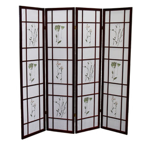 HomeRoots 70" Elegant Brown Folding Room Divider - Heavy Duty Rice Paper Panels for Stylish Privacy & Flexibility 469138