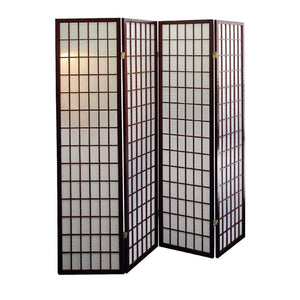 HomeRoots 70" Brown Room Divider - Durable Four-Panel Folding Screen for Privacy & Stylish Space Definition 469140
