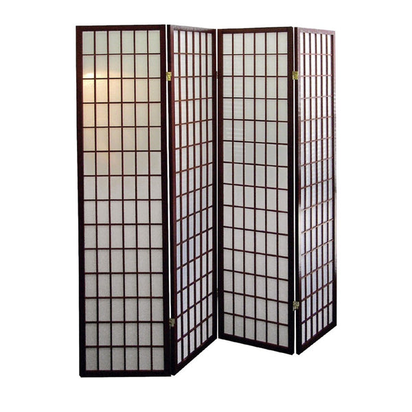 HomeRoots 70" Brown Room Divider - Durable Four-Panel Folding Screen for Privacy & Stylish Space Definition 469140