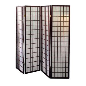 HomeRoots 70" Brown Room Divider - Durable Four-Panel Folding Screen for Privacy & Stylish Space Definition 469140