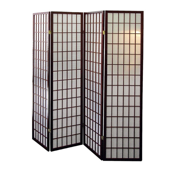 HomeRoots 70" Brown Room Divider - Durable Four-Panel Folding Screen for Privacy & Stylish Space Definition 469140