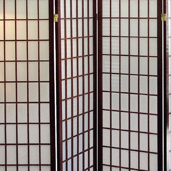 HomeRoots 70" Brown Room Divider - Durable Four-Panel Folding Screen for Privacy & Stylish Space Definition 469140