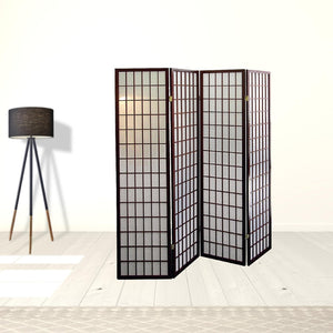 HomeRoots 70" Brown Room Divider - Durable Four-Panel Folding Screen for Privacy & Stylish Space Definition 469140