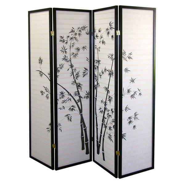 HomeRoots 70" Elegant Black and White Folding Room Divider - Heavy Duty Rice Paper Panels for Privacy & Style 469144