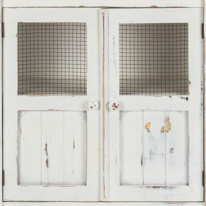 Homeroots Rustic White Wood And Wire Two Door Accent Cabinet  Wood 469149