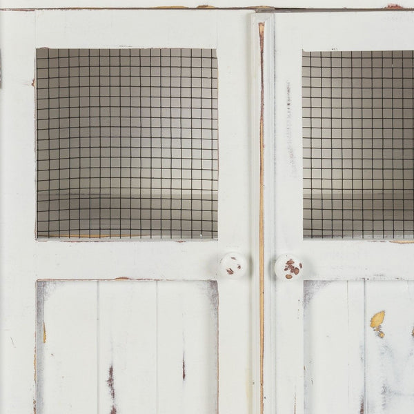 Homeroots Rustic White Wood And Wire Two Door Accent Cabinet  Wood 469149