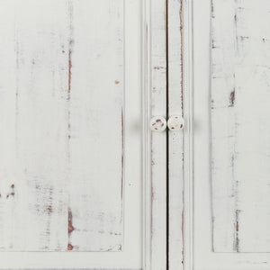 Homeroots Distressed White Wooden Two Door Accent Cabinet  Wood 469151