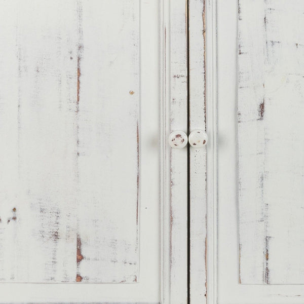 Homeroots Distressed White Wooden Two Door Accent Cabinet  Wood 469151
