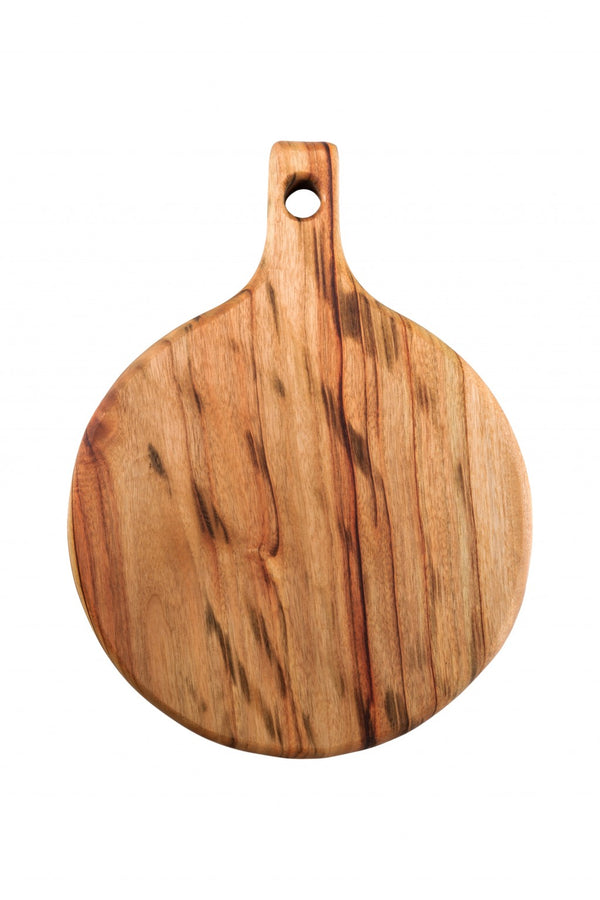 Homeroots 12" Natural Wood Anti Bacterial Round Pizza Paddle Board  Wood 469164