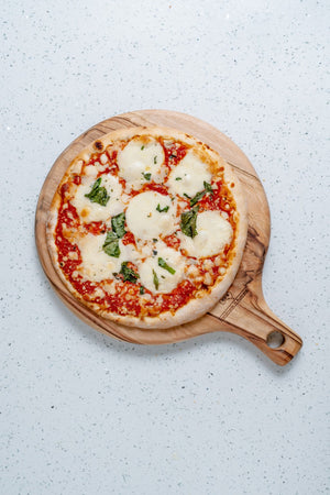 Homeroots 12" Natural Wood Anti Bacterial Round Pizza Paddle Board  Wood 469164