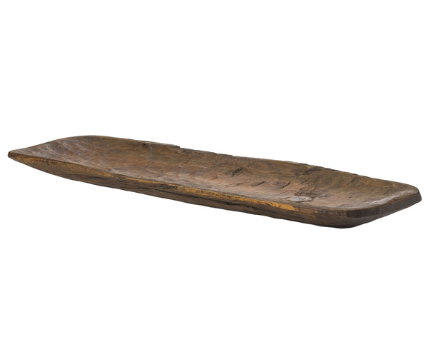 Homeroots Rustic Brown And Natural Handcarved Wide Oval Centerpiece Bowl   469167