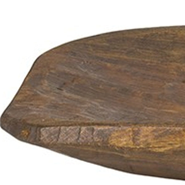 Homeroots Rustic Brown And Natural Handcarved Wide Oval Centerpiece Bowl   469167