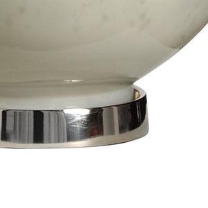 Wildwood Milky Glass Bottle Lamp With Silver-To-Milky Ombre, Polished Nickel Accents & Eggshell Shade — 31" Tall 46917