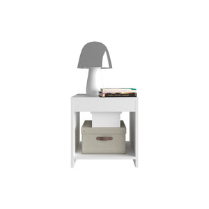 English Elm Nightstand Elaine Modern White Engineered Wood Bedside Table with Spacious Lower Shelf for Storage B092P245423