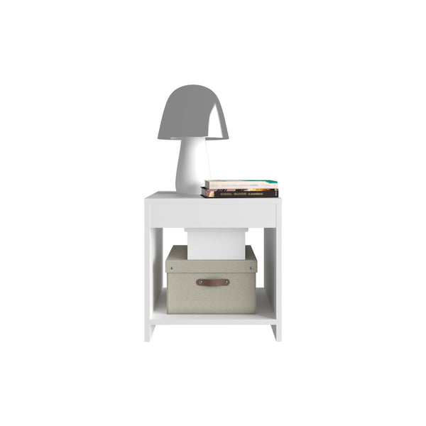 English Elm Nightstand Elaine Modern White Engineered Wood Bedside Table with Spacious Lower Shelf for Storage B092P245423